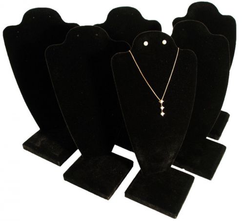 6 Black Velvet Necklace Earring Jewelry Display 10&#034;