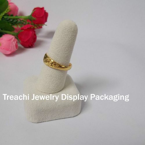 Beige velvet ring finger display holder for gold gem jade pearl platinum jewelry for sale