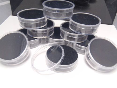 12PC   1 3/4&#034;  ACRYLIC GEM JAR W/ BLACK FOAM INSERT Quality jars Secure Lids!