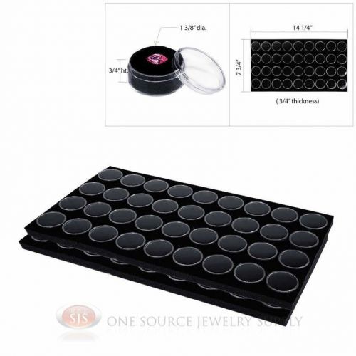 (2) 36 Black Gem Jar Foam Inserts Tray Jewelry Display Organizer Gemstones