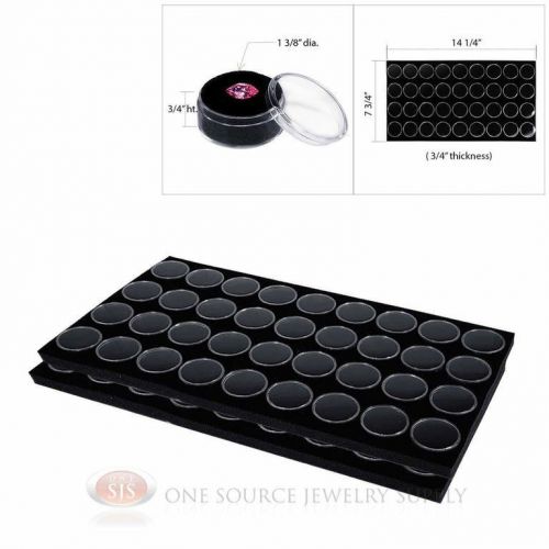 (2) 36 black gem jar foam inserts tray jewelry display organizer gemstones for sale