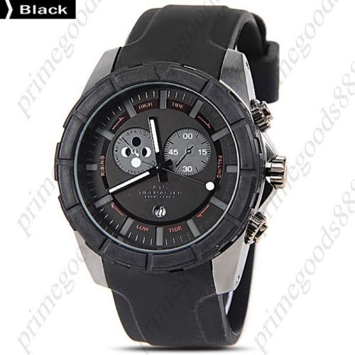Silica Gel Band Date Men&#039;s Analog Quartz Wrist Wristwatch Free Shipping Black
