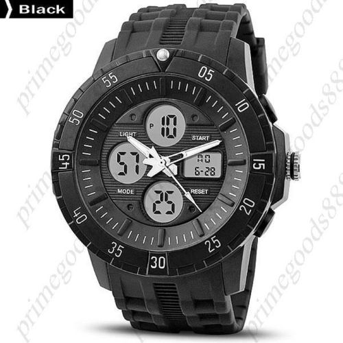50 M Water Proof Analog Digital Date LED Wrist Sports Wristwatch Men&#039;s Black