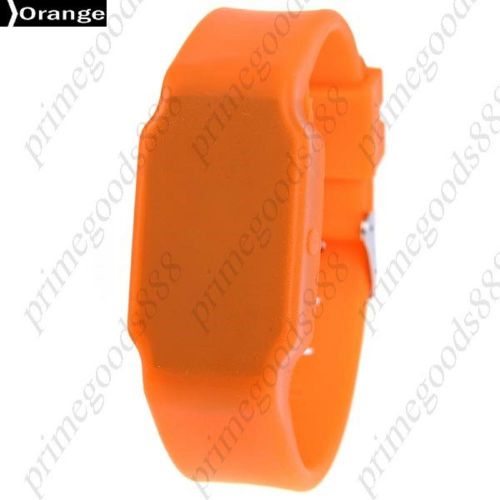 LED Unisex Wrist Watch Silica Gel Band in Orange Free Shipping