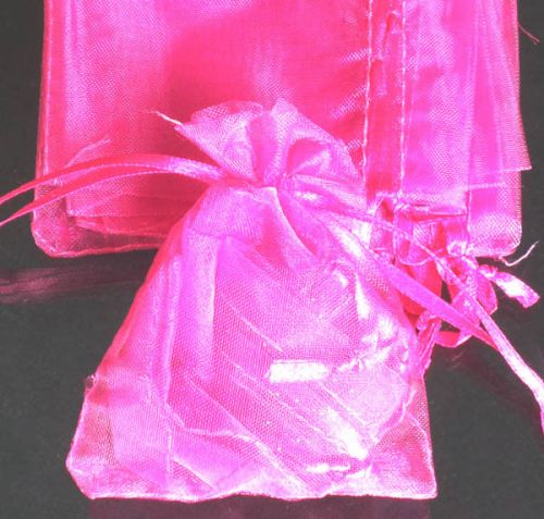 50x Solid Hot Pink Organza Bag Pouch for Xmas New Year Gift 12x9cm(4.5x3.5inch