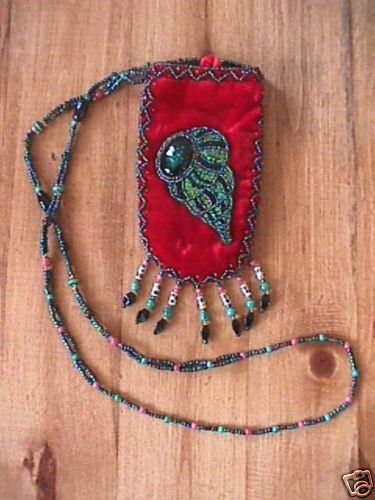 Southwestern Beaded Sea Shell Pouch Cell phone Date Bag