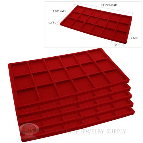 5 Red Insert Tray Liners W/ 18 Compartments Drawer Organizer Jewelry Displays