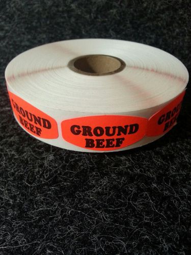 1.5&#034; x .75&#034; GROUND BEEF FL RED LABELS 1000 ea PER ROLL 1M/RL free ship STICKERS