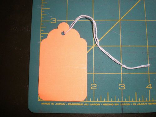 100 Size 8 Price Tags with String - Fluorescent Orange -  1-11/16&#034; x 2-3/4&#034;