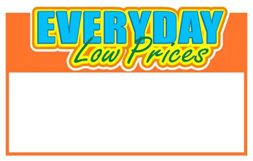 EVERYDAY LOW PRICES - RETAIL STORE PRICE SIGNS:BLANK TEMPLATE TAGS 50 PACK