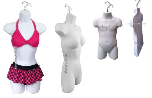 White Female Women Mannequin + Child Torso Body Display Dress Half Form Clothing