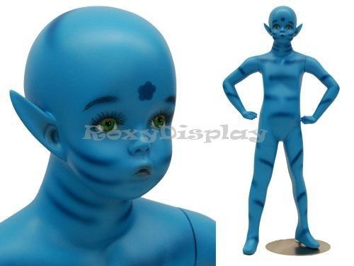 Fiberglass Kid Blue Alien Style Mannequin Dress Form Display #MD-BLUKID