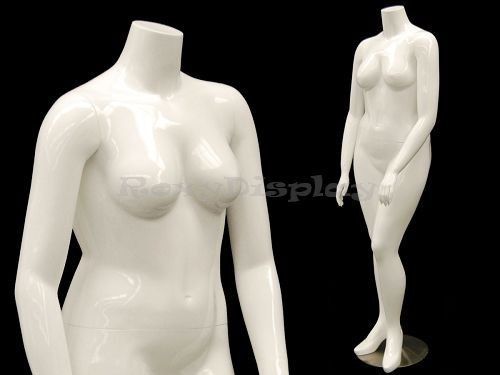 Fiberglass Female Headless Plus Size Mannequin Gloss White Color #MD-NANCYBW2S