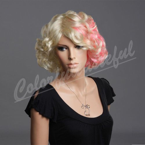 New lady women sexy sweet gaga colorful short curly heat resistant full wig wigs