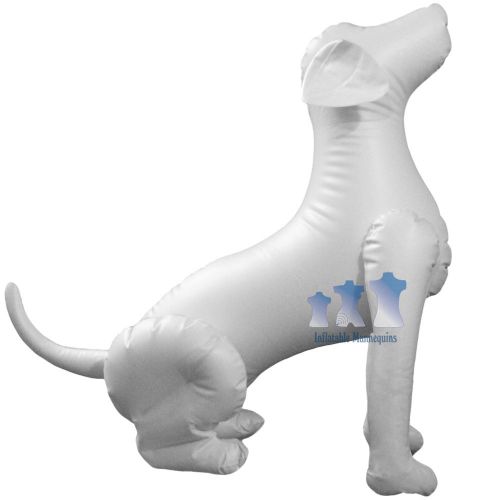 Inflatable mannequin, medium dog sitting, white for sale