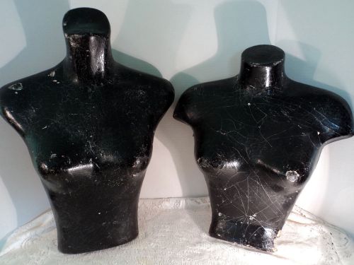 Pair of Vintage Black Composition Bra Models -Hanging  Mannequin Torsos