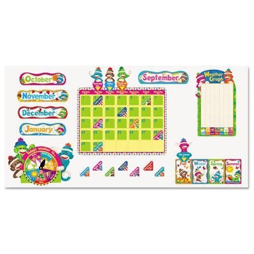 Trend® sock monkeys calendar bulletin board set, 17 1/2 x 23 1/4, 100 pieces for sale