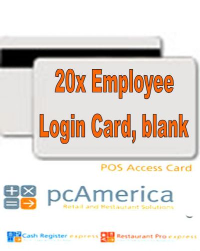 20x Blank Employee Login Cards for RPE / CRE PcAmerica Point of Sale POS: NEW