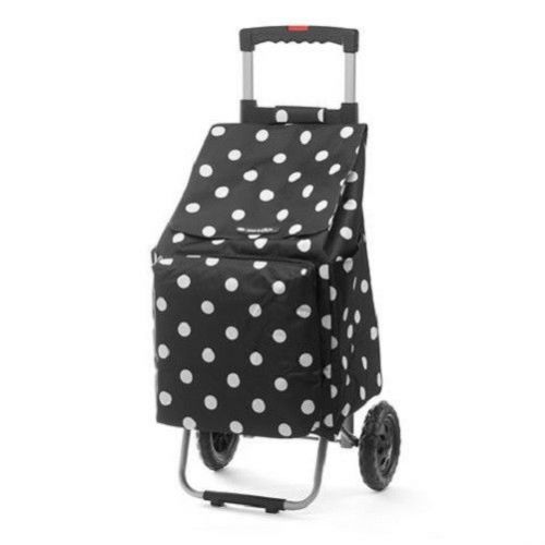 BLACK AND WHITE POLKA DOT FOLDABLE COLLAPSIBLE SHOPPING MARKET TROLLEY CART