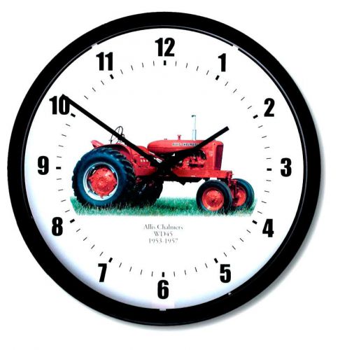 New ALLIS CHALMERS Model WD45 Tractor Wall Clock 10&#034; Round Vintage Red Clock