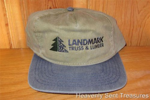 LANDMARK TRUSS &amp; LUMBER Defunct Vintage 90s Snapback Hat 2 Toned Khaki Cap