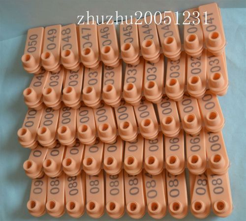 100sets NEW Orange Sheep Goat Ear Tag  Lable Identification  With Number Eartag