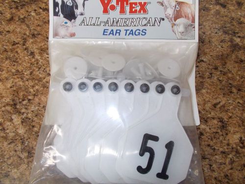Y-Tex All-American Large Numbered Ear Tags #51-75 - MULTIPLE COLORS!!