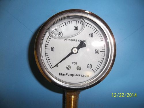 0-60 psi  2 1/2&#034; oil filled pressure gauge  1/4&#034;  npt bottom mount ss/br const. for sale