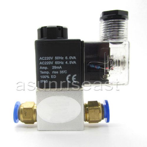 Pneumatic air solenoid valve ac220v nc + 8mm fittings 2 way 2 position 2v025-08 for sale