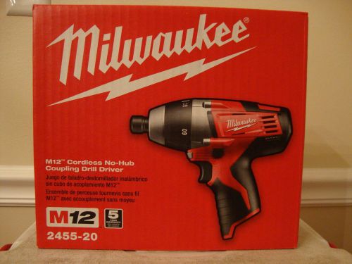 Milwaukee 2455-20 m12 cordless no-hub coupling driver drill plumbing heating nib for sale
