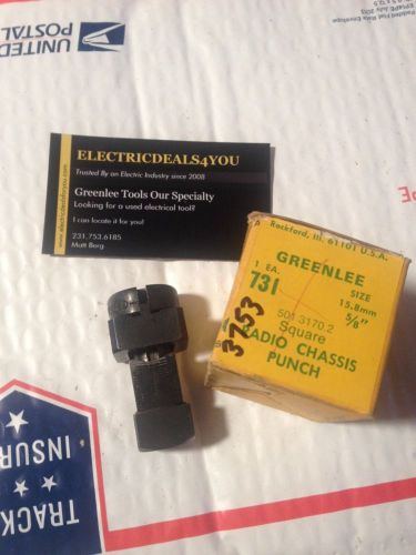 NOS 5/8&#034; Greenlee Heavy Duty Radio Chassis Punch Square 731 5/8&#039; #3753
