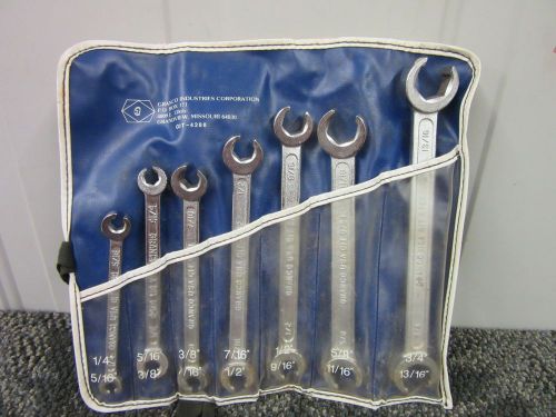 GRANCO 7 PC FLARE NUT WRENCH SET 5/16&#034; 13/16&#034; STANDARD SAE TOOL ROLL NEW