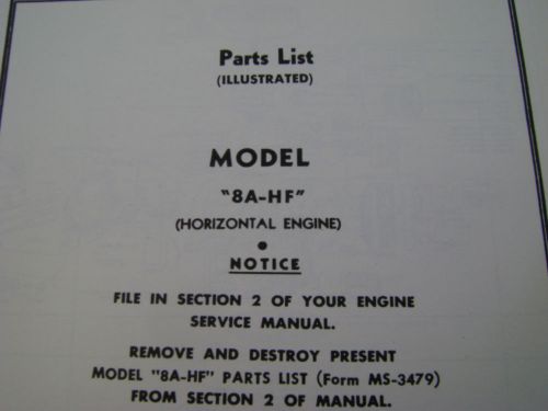 briggs and stratton parts list model series 8A-HF