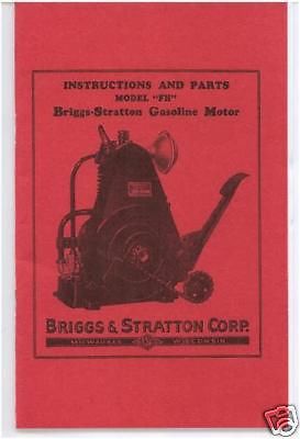BRIGGS &amp; STRATTON &#034;FH&#034; INSTRUCTION &amp; PARTS BOOK (RED)