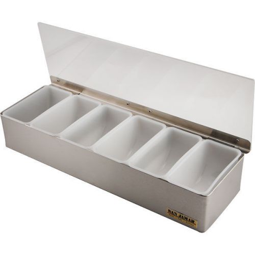 San jamar bar garnish tray - stainless steel - 6 compartments - bar drink mixing for sale