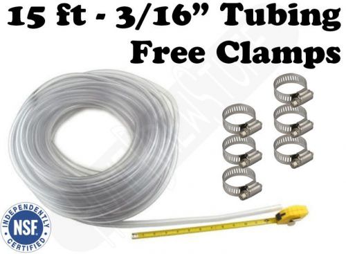 Beverage tubing 3/16&#034; - 15&#039; free screw clamps, kegerator, draft beer, homebrew for sale