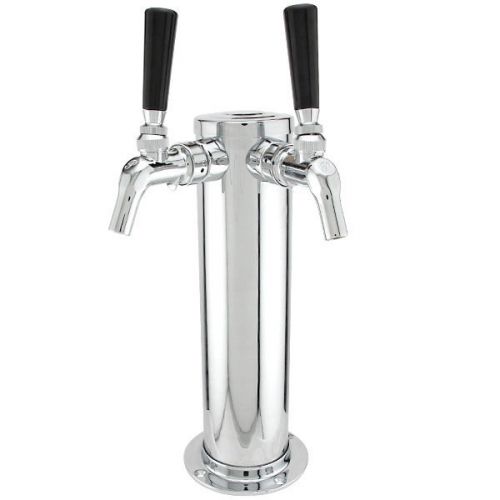 Double tap draft beer tower - stainless steel - with perlick perl 525pc faucets for sale