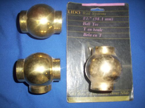 Box Lot Flush Ball Tee&#039;s T&#039;s Polished Brass  1.5&#034;  Bar Foot Rail 12 pcs Lido T