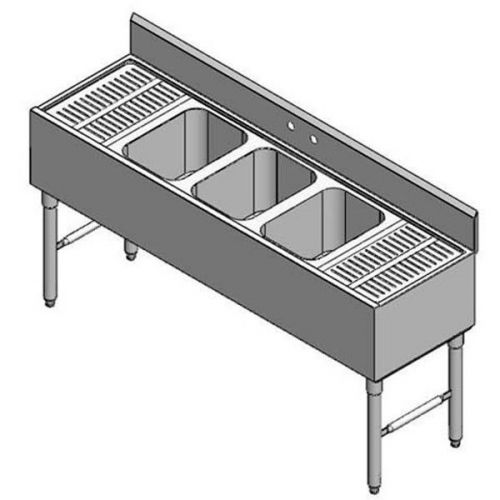 NEW STAINLESS STEEL Bar Sink Three Compartment Two Drainboard PSB-6018-3RL