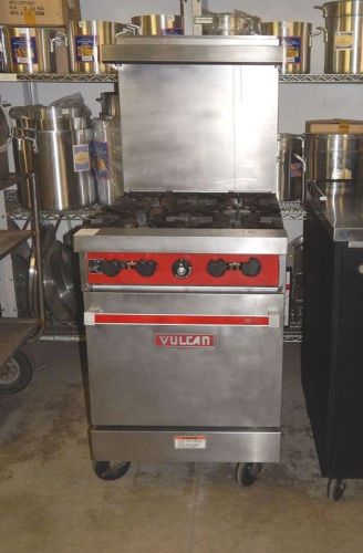 Vulcan 4 burner range w/oven and over shelf on casters, nat. gas. model: 24l-557 for sale