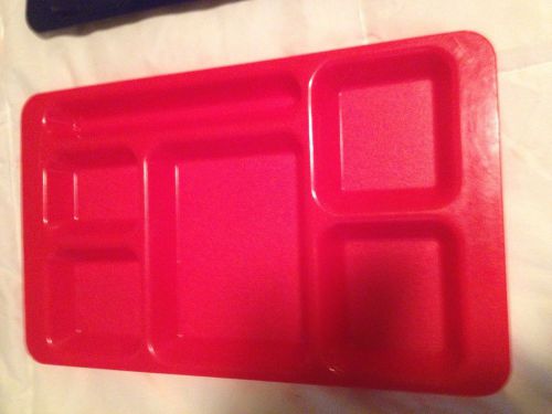 Set of 12  Cambro school cafeteria 6 compartment serving trays red