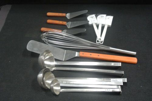 Assorted commercial kitchen utensils, ladles, spatulas, turners, and more for sale
