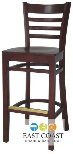 New wooden mahogany ladder back restaurant bar stool with mahogany wood seat for sale
