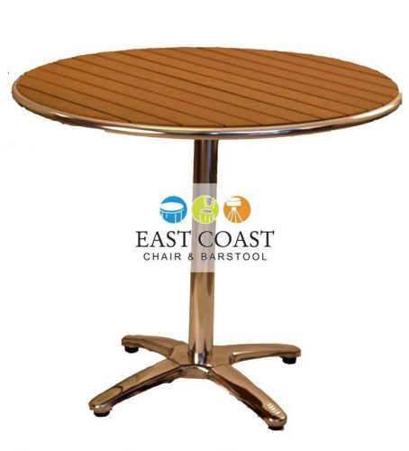 New 36&#034; round gulf coast teak-inspired poly lumber top w/ stainless steel base for sale