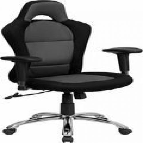 Flash Furniture BT-9015-GYBK-GG Race Car Inspired Bucket Seat Office Chair in Gr