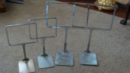 Lot of 4 Vintage Sign Photo Holders Placement Holders Metal 12&#034; &amp; 15 1/2&#034; Chrome