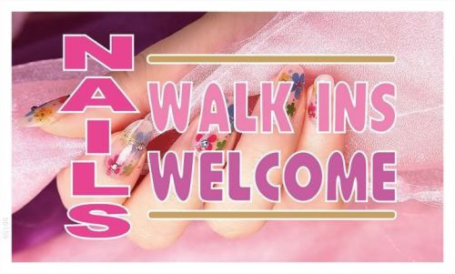 Bb159 nails walk ins welcome banner sign for sale