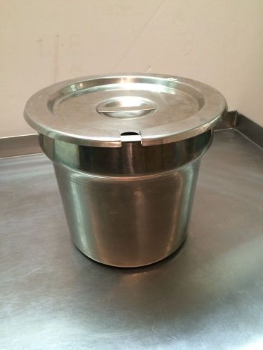 7-qt Inset - Don Stainless Steel Round Steam Table Inset Pan with Lid