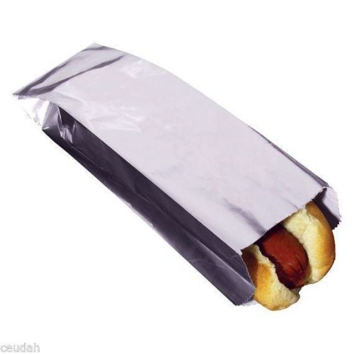 (100) Hot Dog Sausage Foil Disposable Bags Plain Paper wrapper Warm Parties
