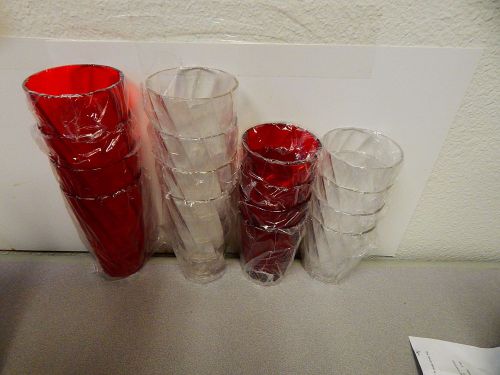 New - Break Resistant Tumbler Set - 16 Piece Red &amp; Clear - 14 oz. &amp; 18 oz.